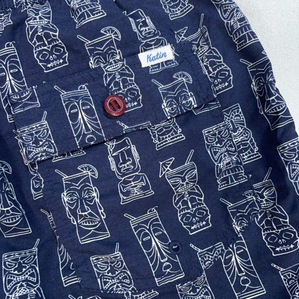 Katin Tiki Volley Swim Trunks Mens S Navy Mesh Lined Pocket Nylon *No Drawstring - Picture 7 of 15